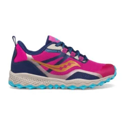 Saucony Big Kids Peregrine 12 Shield (99 - Navy/Turquoise/Pink)